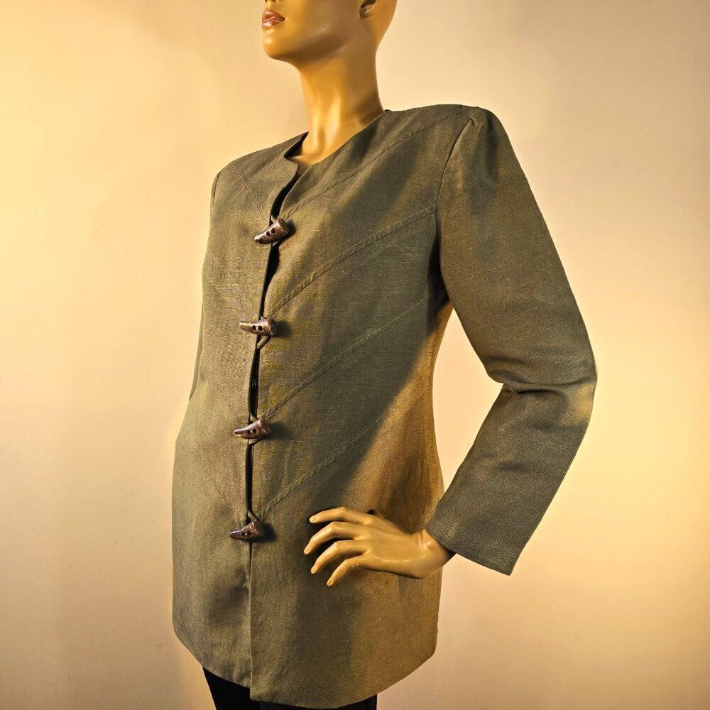 DEPECHE Mode Vintage Linen Blazer Jacket Made in USA Womens Sz 10 DÉPÈCHE Mode